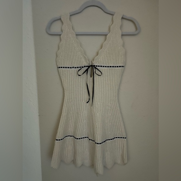 For Love And Lemons Ivory Knit dress with Black Accents - Picture 2 of 6